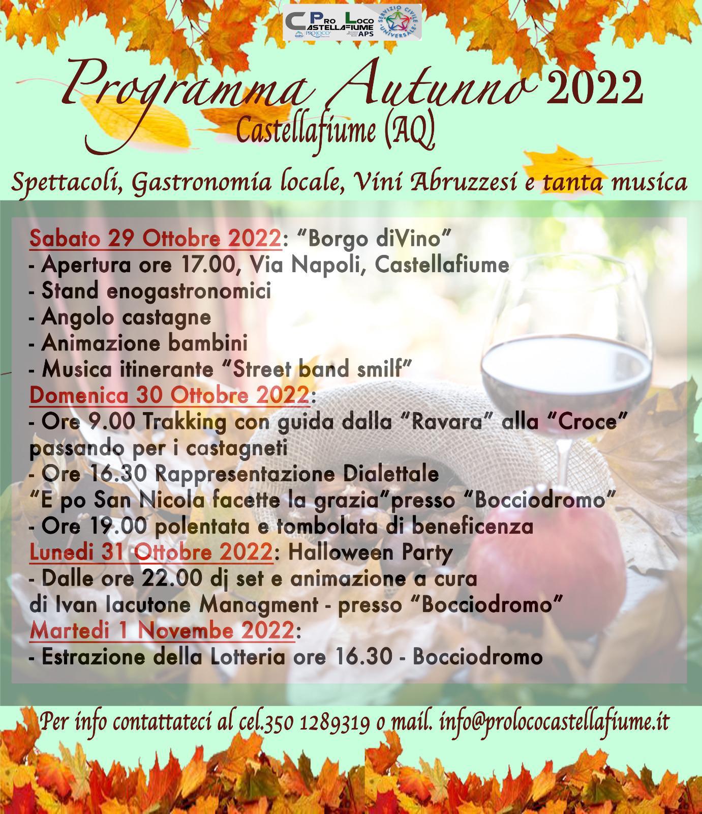 Programma Autunnale 2022 - Pro Loco Castellafiume