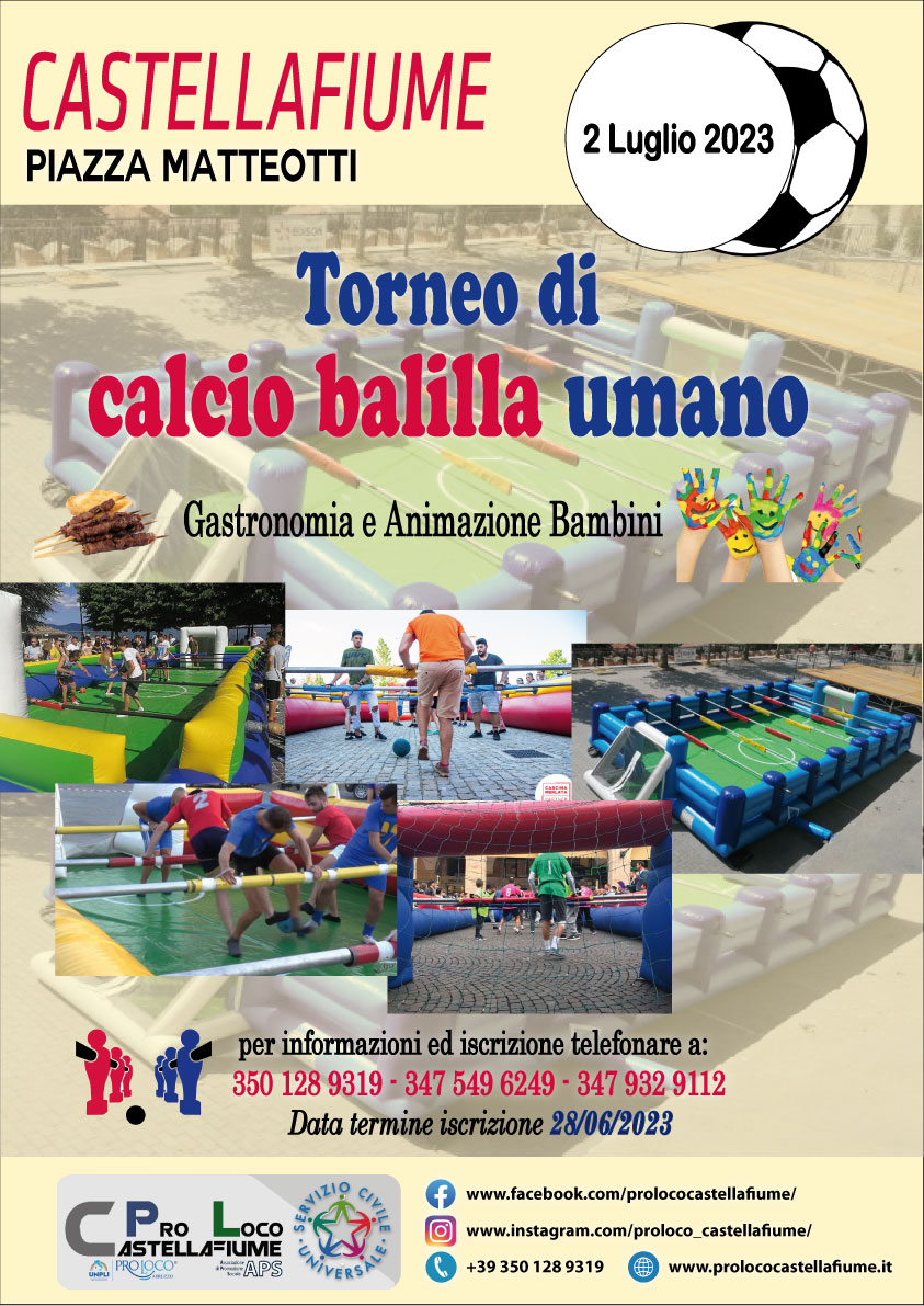 Torneo di calcio balilla umano 2 luglio 2023