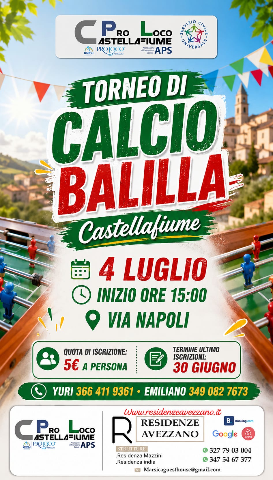 Birriamo - 4° edizione - TORNEO DI CALCIO BALILLA - Castellafiume 4 Luglio 2026 ore 15:00